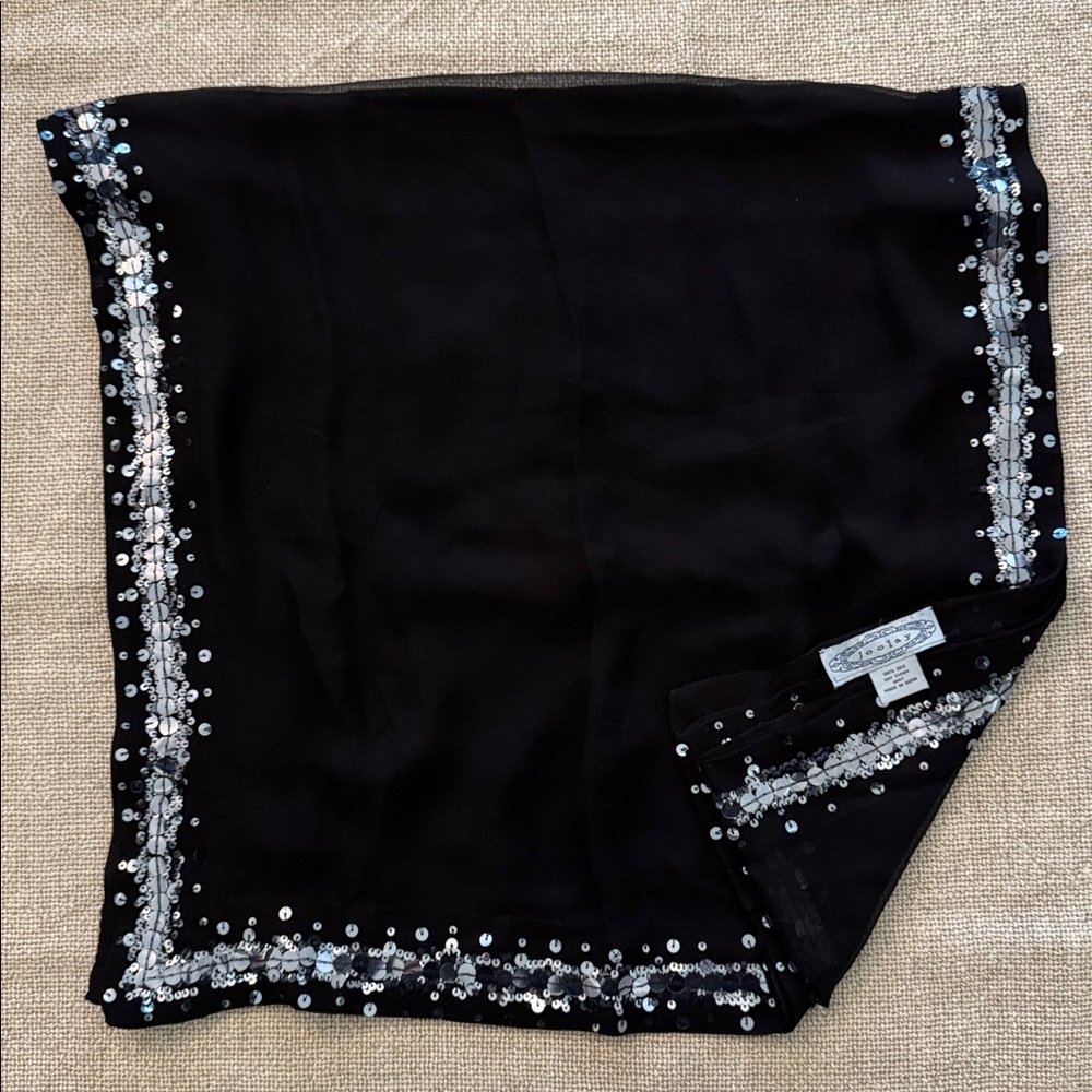 Joolay 100% Silk Black Sequin Wrap /‎ Shawl